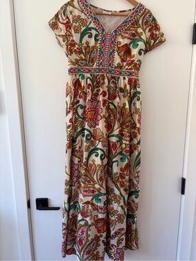 100% Cotton Star India Bohemian embroidered  Maxi dress XL